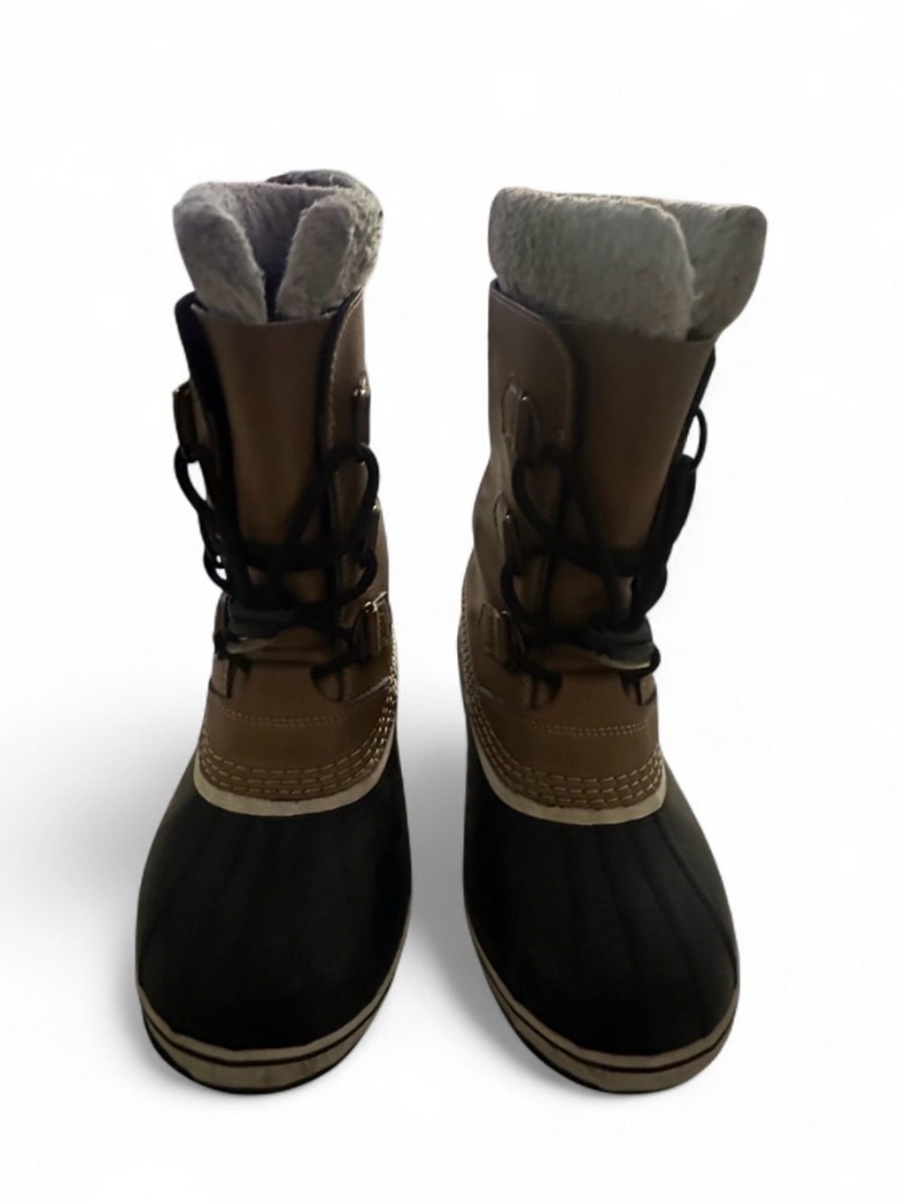Sorel Kids Two-Tone Brown and Black Winter Lace Boots kids 4